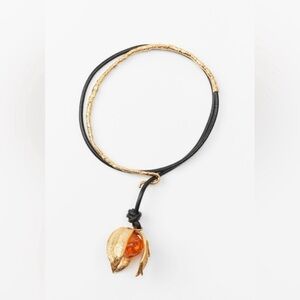 Zara Physalis Necklace Goldtone Black and Orange new no 🏷️